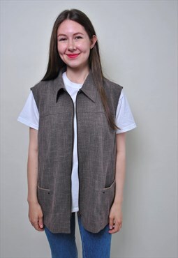 Minimalist zip up vest, vintage relaxed sleeves shirt