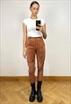 Vintage Brown Suede Pants, High Waisted pants