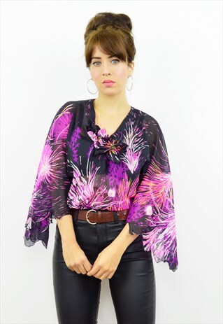 VINTAGE 70S SHEER FLARED SLEEVE DISCO TOP
