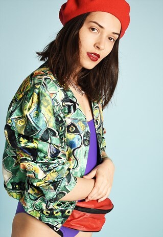 80'S RETRO ABSTRACT PRINT FESTIVAL GARM JACKET