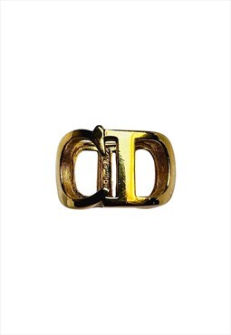 Christian Dior Scarf Ring Gold CD Logo Monogram Vintage Gold