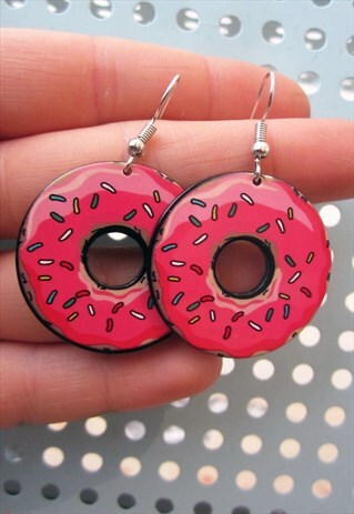 LARGE PINK DONUT EARRINGS