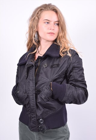 VINTAGE ALPHA INDISTRIES BOMBER JACKET BLACK
