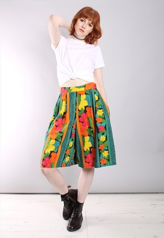 VINTAGE 80S HAWAIIAN TROPICAL HIGH WAISTED CULOTTE SHORTS