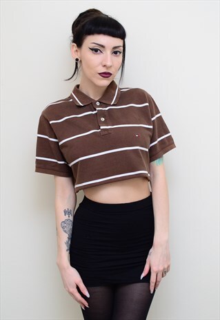 00S RETRO STRIPED REWORKED CROPPED TOMMY HILFIGER POLO SHIRT