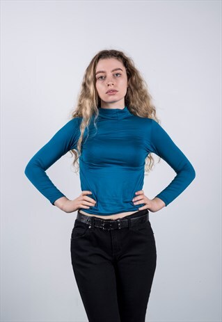 VINTAGE BLUE TURTLE NECK JUMPER