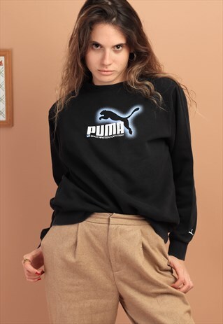 VINTAGE PUMA BIG LOGO SWEATSHIRT BLACK
