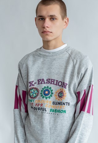 VINTAGE 80S CASUAL JUMPER WITH PATTERN