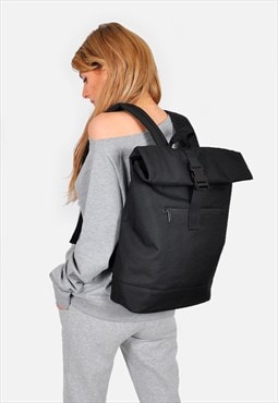 Laptop backpack Black Roll top rucksack 