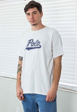 VINTAGE POLO RALPH LAUREN T-SHIRT POLO SPORT LOGO 90S M 7.3
