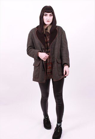 VINTAGE 60'S BROWN GRANDAD COAT SIZE MEDIUM UNISEX