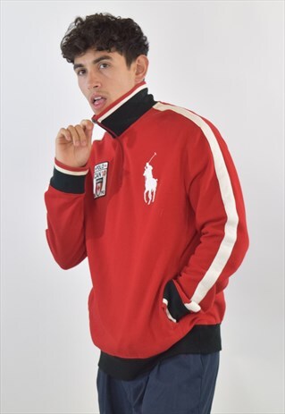 VINTAGE 90S RED RALPH LAUREN ZIP UP SWEATSHIRT
