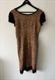 90S GEOMETRIC PRINT BROWN TIGHT DRESS - S