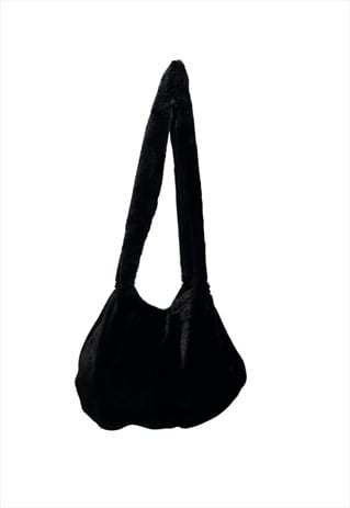 VINTAGE Y2K BLACK FAUX FUR BAG