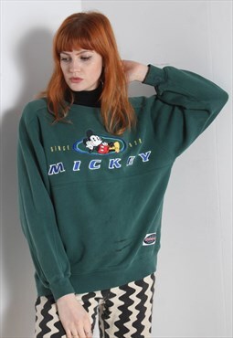 Vintage Disney Mickey Mouse Embroidered Sweatshirt Green