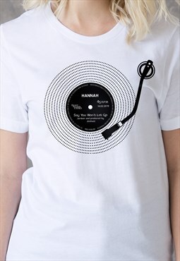 Personalised Custom Name Vinyl LP Record Label T Shirt Tee