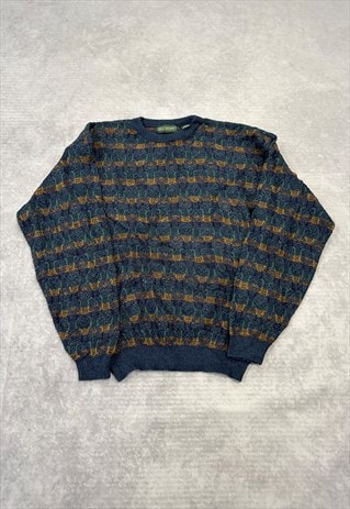 VINTAGE KNITTED JUMPER ABSTRACT PATTERNED KNIT SWEATER