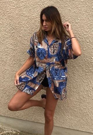 PATTERNED OVERSIZED RETRO VINTAGE UNISEX FESTIVAL SHIRT