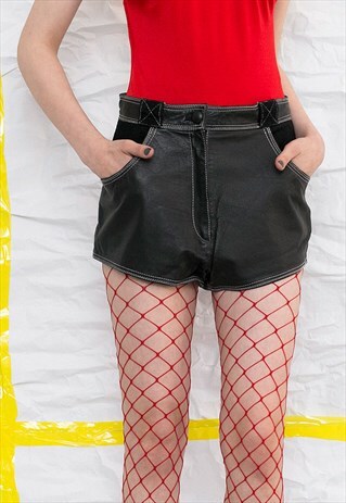 LEATHER BLACK SHORT SHORTS