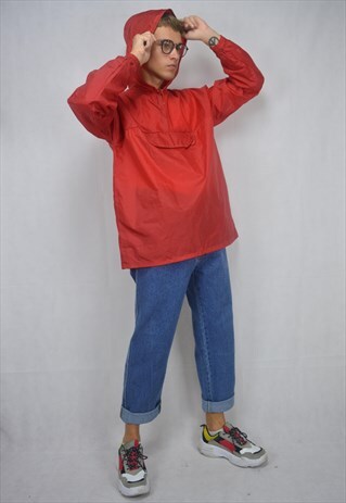 VINTAGE RED FESTIVAL RAIN JACKET