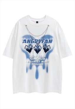 Heart graffiti t-shirt grunge chain tee punk top in white
