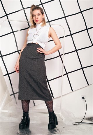 80S VINTAGE PENCIL SKIRT IN GRUNGE GREY