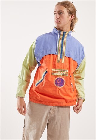 VINTAGE 1/4 ZIP PATTERNED FESTIVAL JACKET