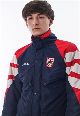 VINTAGE NIKE ARSENAL WINTER PADDED COAT 90S NAVY BLUE RED