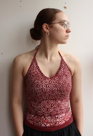 MAROON TIE DYE HALTER TOP