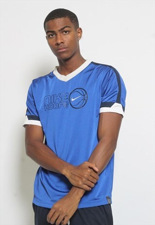 VINTAGE NIKE HOOPS SPORT LOGO T-SHIRT BLUE