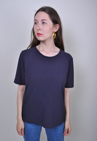 VINTAGE DARK PURPLE MINIMALIST TSHIRT , SIZE M