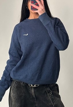 Vintage Nike Navy Blue Embroidered Tick Sweatshirt
