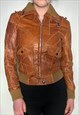 LEATHER BOMBER JACKET VINTAGE 90S WITH CARGO POCKETS 