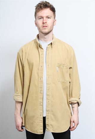 VINTAGE COLUMBIA CORDUROY CORD SHIRT BROWN