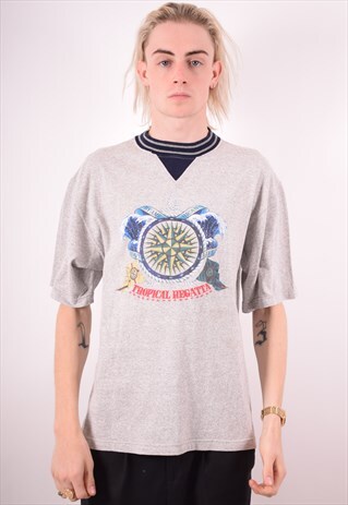 MENS VINTAGE T-SHIRT TOP XL GREY 90S