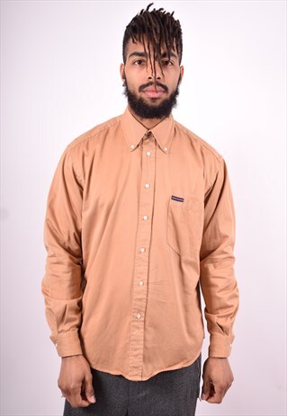 SERGIO TACCHINI MENS VINTAGE SHIRT LARGE BROWN 90'S