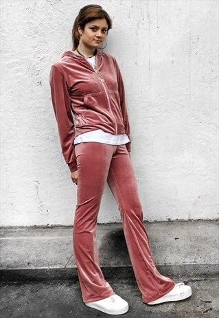 BUBBLEGUM PINK VELVET FLARES