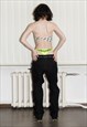 90'S VINTAGE LUX SMART PINSTRIPE TROUSERS IN INK BLACK
