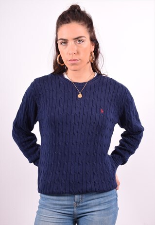 POLO RALPH LAUREN WOMENS VINTAGE JUMPER SWEATER XL BLUE 90'S