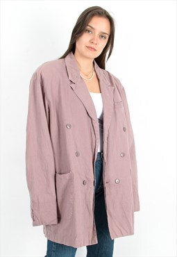 Women's XL Blazer Jacket Coat Pink Buttons Oversized Baggy