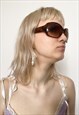 VINTAGE 90S ICONIC OVAL SUNGLASSES IN SPOTTED BROWN