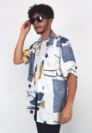 VINTAGE 90'S WHITE PRINTED FESTIVAL SHIRT