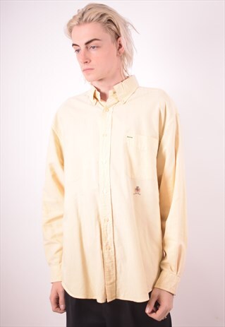 TOMMY HILFIGER MENS VINTAGE SHIRT LARGE YELLOW 90S