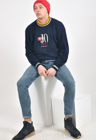 VINTAGE CREW NECK JUMPER IN BLUE