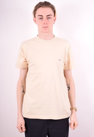 CHAMPION MENS VINTAGE T-SHIRT TOP LARGE BEIGE 90S