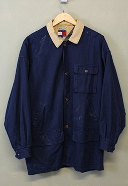 Vintage Tommy Hilfiger Bomber Jacket Navy Button Up 90s