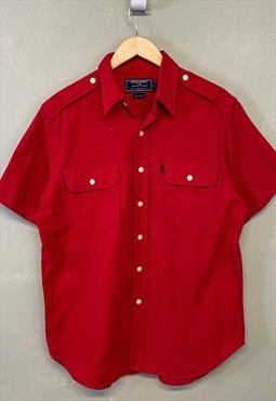 Vintage Ralph Lauren Shirt Red Short Sleeve With Logo