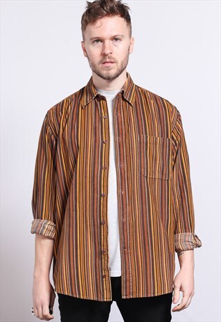 VINTAGE CORDUROY CORD STRIPED SHIRT