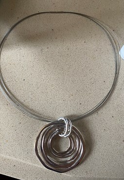 large oval pendant magnetic choker necklace 