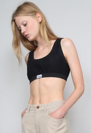 VINTAGE 90'S FERRE BLACK CROPPED TOP